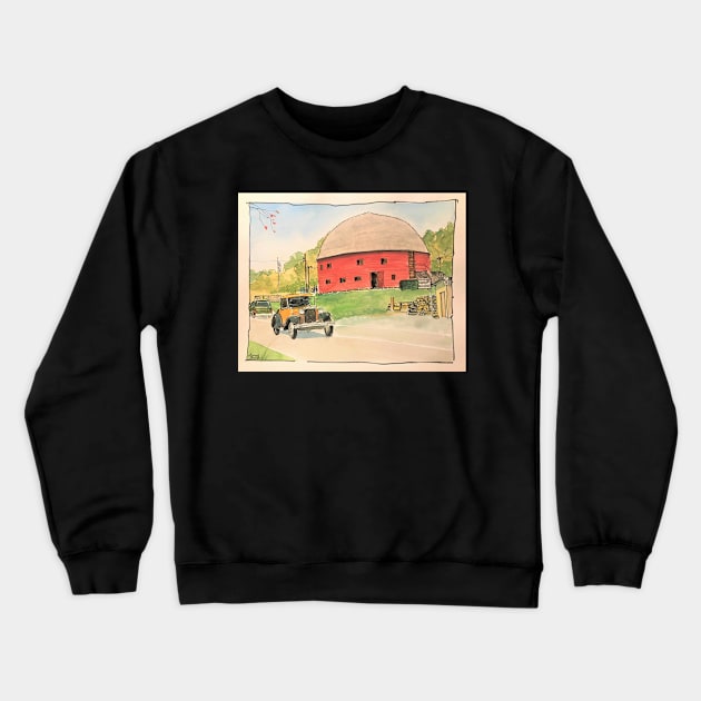 Arcadia Round Barn on Route 66 in Arcadia, Oklahoma Crewneck Sweatshirt by Darrell T Smith Art & Design